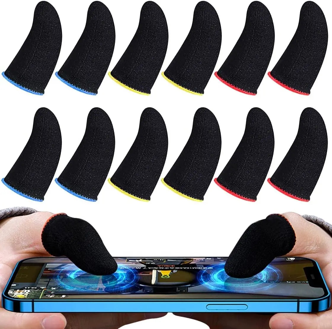Mobile Game Controller Finger Sleeve Sets,Anti-Sweat Breathable Touchscreen Finger Sleeve for PUBG/Mobile Legends/Knives Out*10