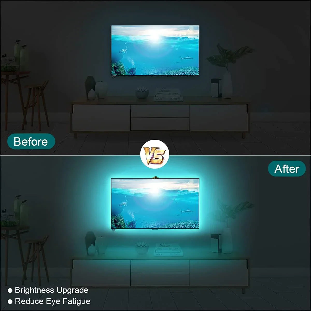 RGBIC LED TV Backlight Strip with Camera USB Powered Screen Syncs for 50-80 Inch TVs Monitors Backlight Room Ambient Lighting