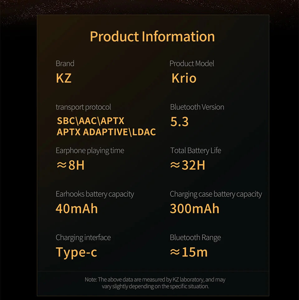 KZ Krio TWS Earbuds Bluetooth 6 Hybrid Microphones ANC LDAC APTX Dual Driver Lossless Earphones with Charging Case