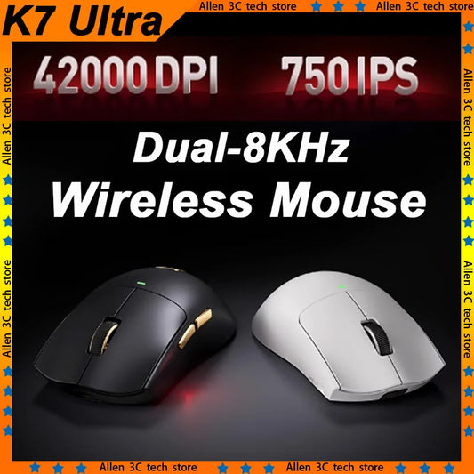 New MCHOSE K7 Ultra Wireless Mouse Tri-Mode 2.4G Dual-8K PAW3950 42000DPI 750IPS 59g Lightweight E-Sports Gamer PC Gaming Mouse
