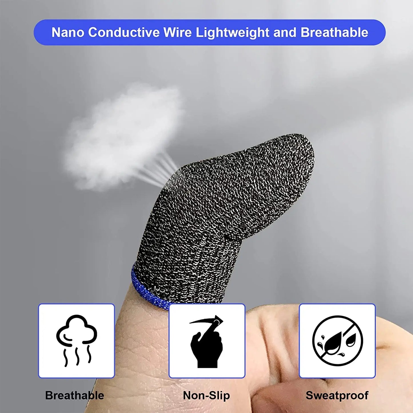 Mobile Game Controller Finger Sleeve Sets,Anti-Sweat Breathable Touchscreen Finger Sleeve for PUBG/Mobile Legends/Knives Out*10
