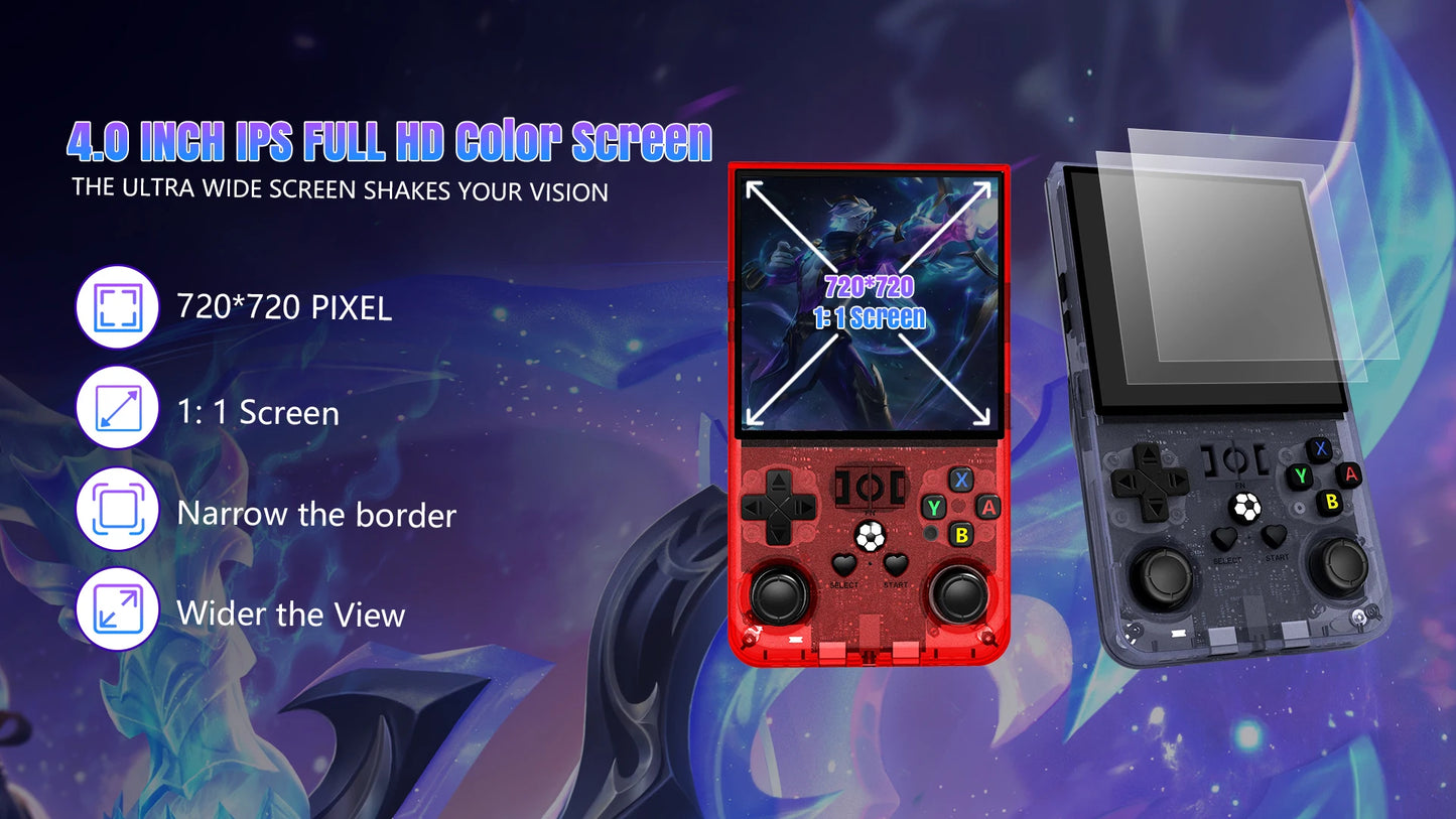Open Source R36MAX Retro Handheld Game Console 64/128GB 4.0 Inch IPS Screen RK3326 Chip Portable Video Game Player Console Gift
