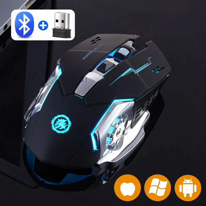 Rechargeable Wireless Mouse Gaming Computer Silent Bluetooth Mouse USB Mechanical E-Sports Backlight PC Gamer Mouse For Computer