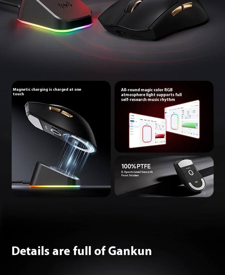 New MCHOSE K7 Ultra Wireless Mouse Tri-Mode 2.4G Dual-8K PAW3950 42000DPI 750IPS 59g Lightweight E-Sports Gamer PC Gaming Mouse