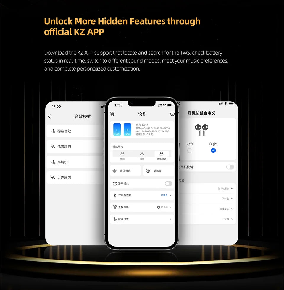 KZ Krio TWS Earbuds Bluetooth 6 Hybrid Microphones ANC LDAC APTX Dual Driver Lossless Earphones with Charging Case
