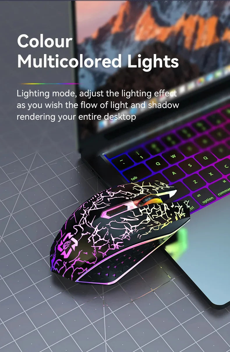RGB Bluetooth 5.2 Mouse 2.4G Wireless Mouse 6 Buttons Dual-Mode Gaming Mouse Rechargeable Silent Mouse For MacBook Tablet Laptop