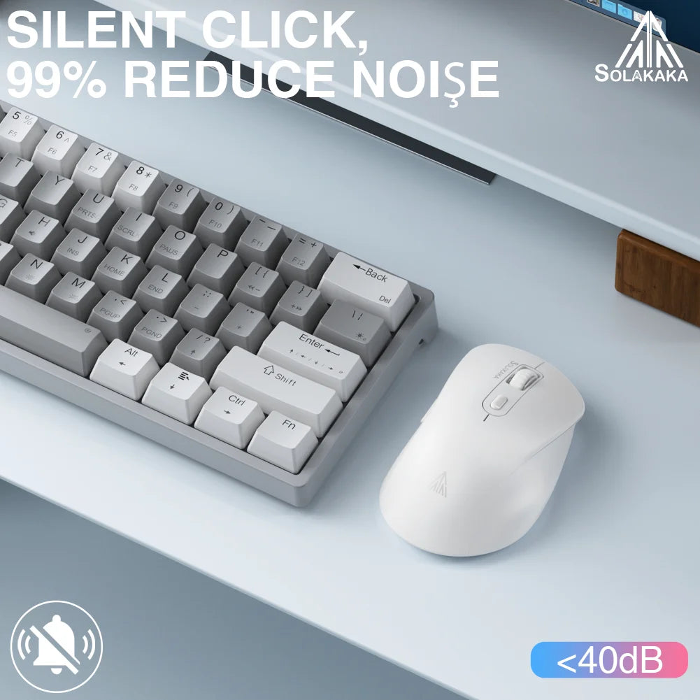 SOLAKAKA SM66 Silent Dual Mode Mouse Bluetooth-compatible 2.4G Wireless Lightweight Ergonomic Mice 4800 DPI PC Office Game Mouse