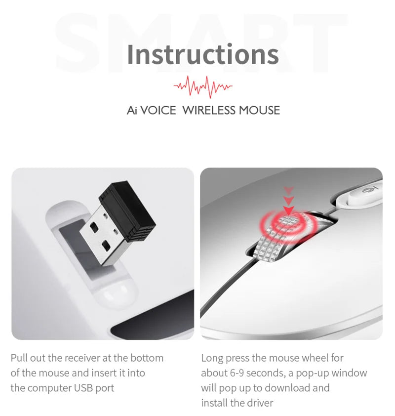 Xiaomi Wireless Mouse AI Intelligent Voice Mouse 2.4G Dual-mode With Voice-activated Typing Silent Rechargeable Bluetooth Mouse