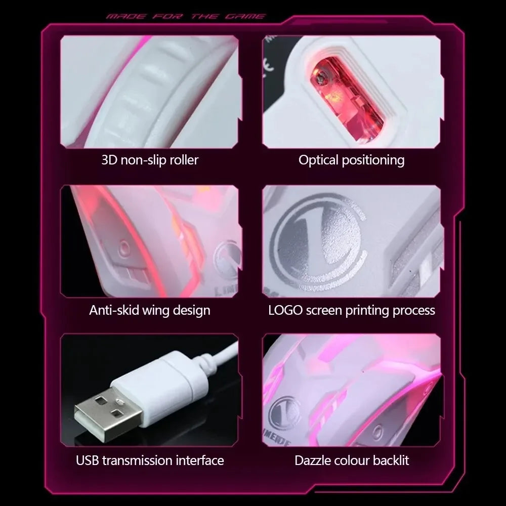 Wired Keyboard And Mouse Set USB Luminous Mechanical Keyboard Mice Set 104key Gaming Keyboard For PC Laptop Computer Game Office