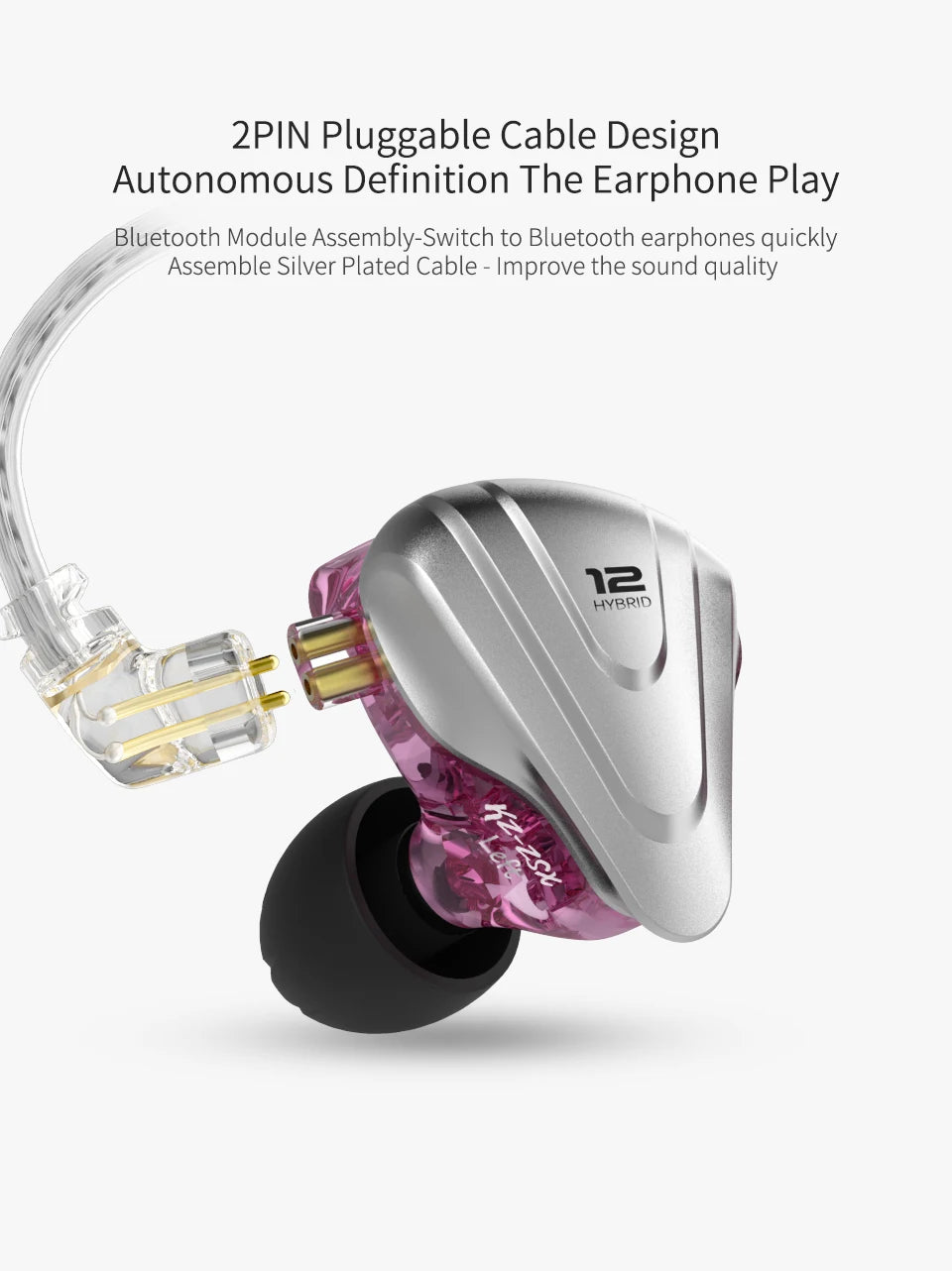 KZ ZSX Terminator Metal Headphones 5BA + 1DD Hybrid 12-driver HIFI Bass headphones In-ear monitoring and cancellation