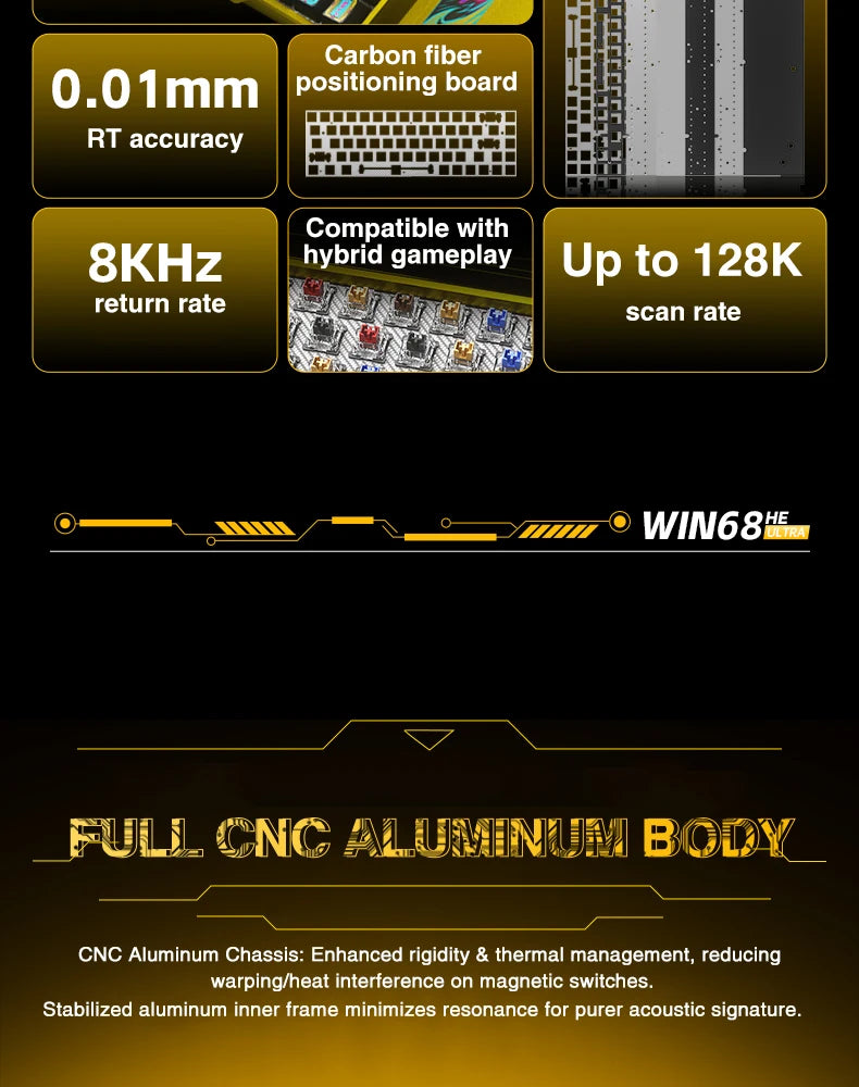 AULA WIN68HE Ultra Gaming Keyboard Full CNC Aluminum Case Rapid Trigger 8K Return Esports High-end Custom Version