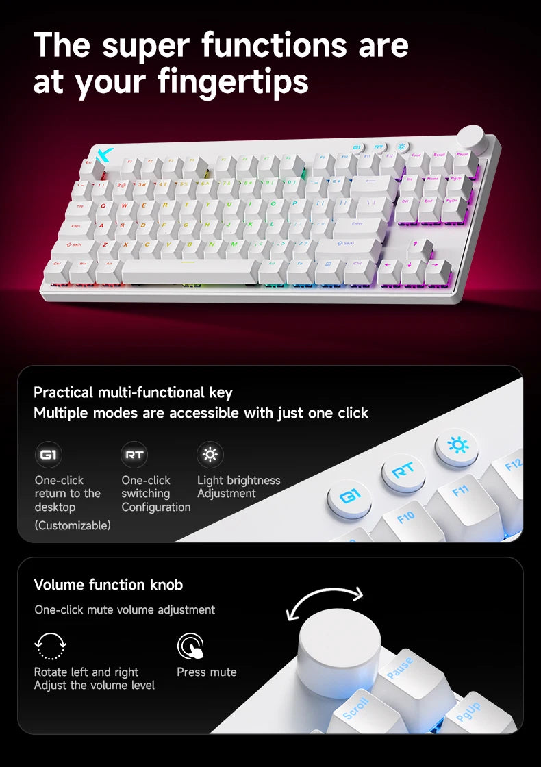 Mchose Mix87 Magnetic Swtich Keyboard Wired Gaming Keyboard 8K+256K Esport 0.08ms Low Latency E-Sports Custom Gamer Accessories
