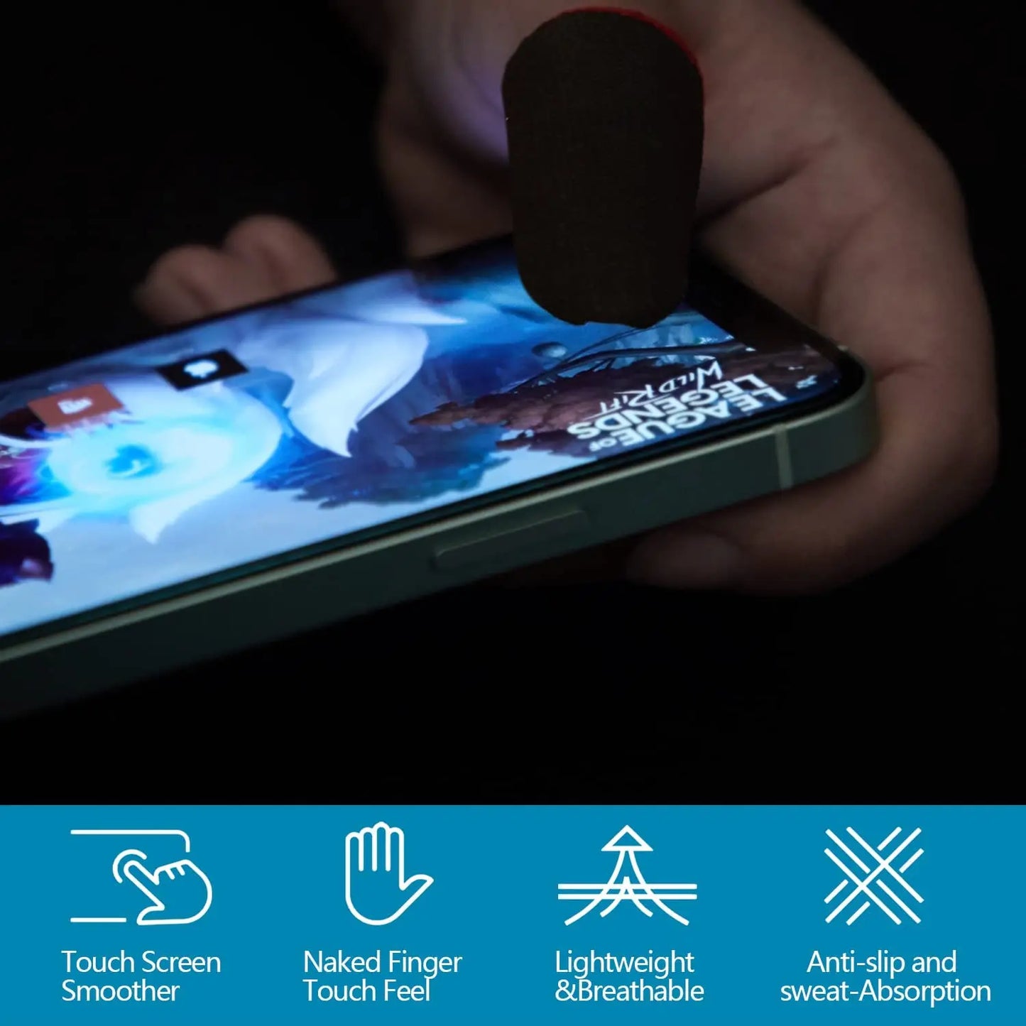Mobile Game Controller Finger Sleeve Sets,Anti-Sweat Breathable Touchscreen Finger Sleeve for PUBG/Mobile Legends/Knives Out*10