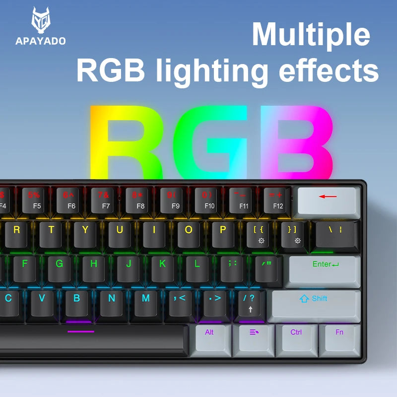 K61 60% Mechanical Keyboard Wired RGB, 61 Keys Mini Gaming Keyboard, Phantom RGB, Red/Blue Switch, Ergonomic, Portable for Gamer