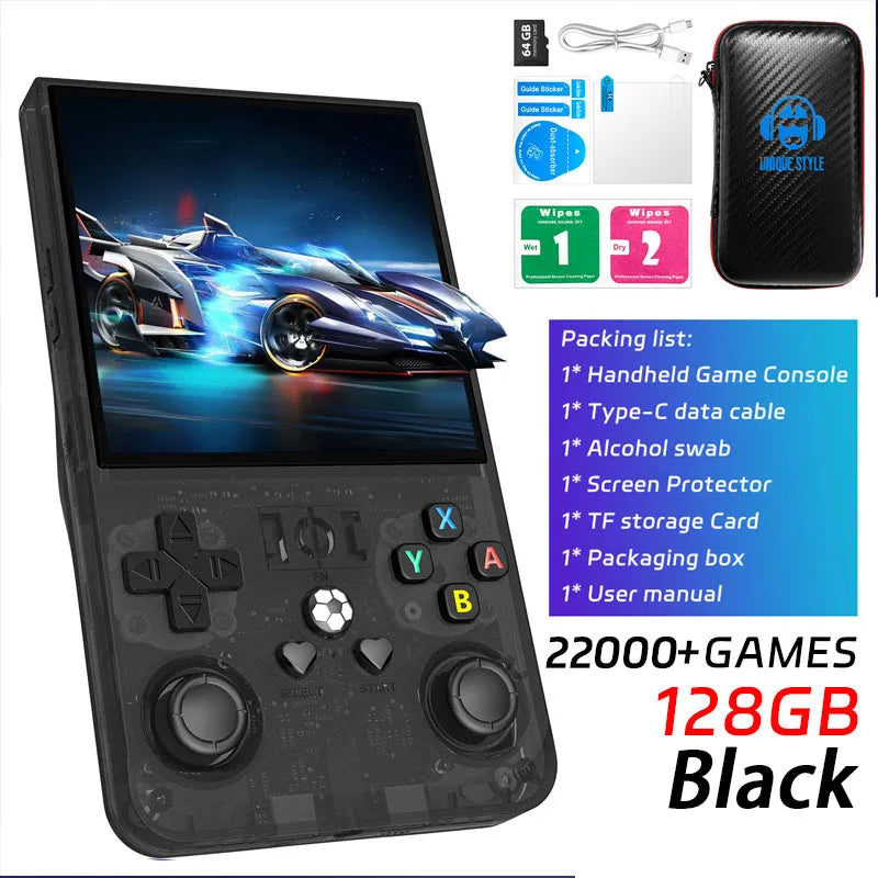 Open Source R36MAX Retro Handheld Game Console 64/128GB 4.0 Inch IPS Screen RK3326 Chip Portable Video Game Player Console Gift