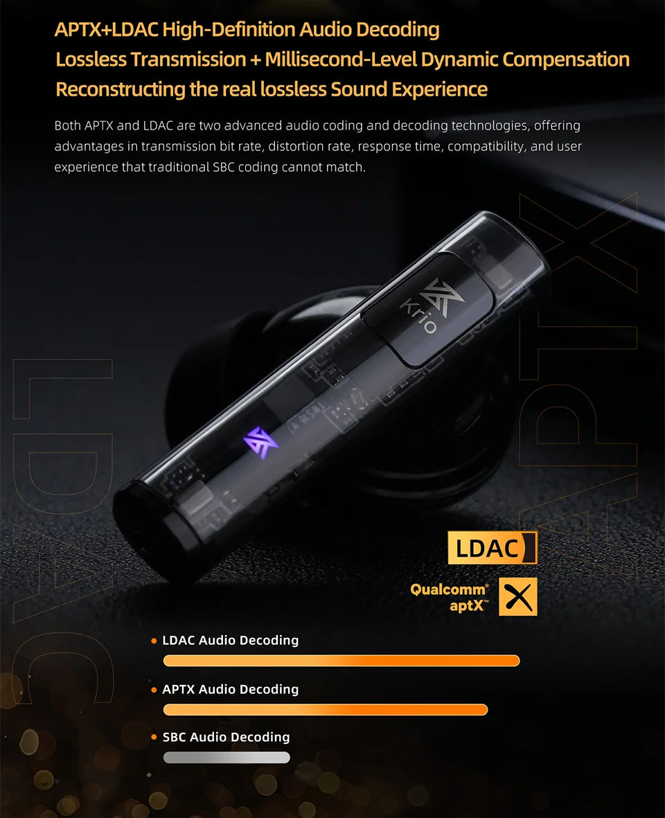 KZ Krio TWS Earbuds Bluetooth 6 Hybrid Microphones ANC LDAC APTX Dual Driver Lossless Earphones with Charging Case