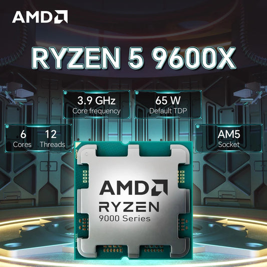 AMD Ryzen 5 9600X 5.4GHz 4NM 6-Core 12-Thread L3=32M R5 9600X Processor 65W Socket AM5 DDR5 NEW but No Fan