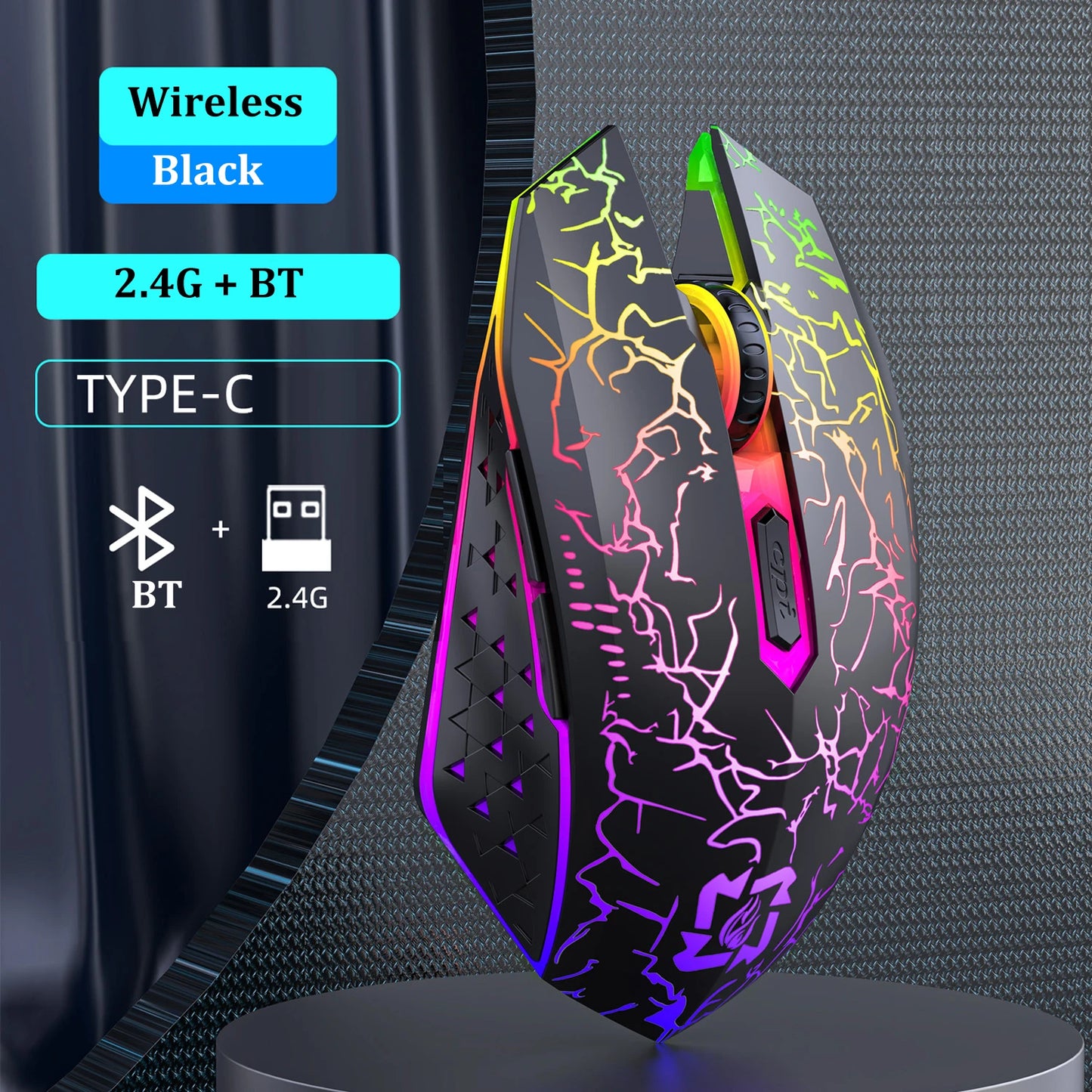 RGB Bluetooth 5.2 Mouse 2.4G Wireless Mouse 6 Buttons Dual-Mode Gaming Mouse Rechargeable Silent Mouse For MacBook Tablet Laptop