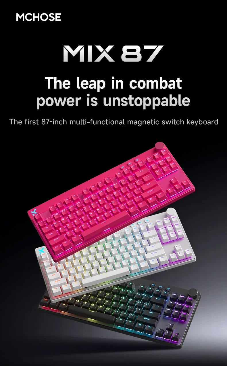 Mchose Mix87 Magnetic Swtich Keyboard Wired Gaming Keyboard 8K+256K Esport 0.08ms Low Latency E-Sports Custom Gamer Accessories