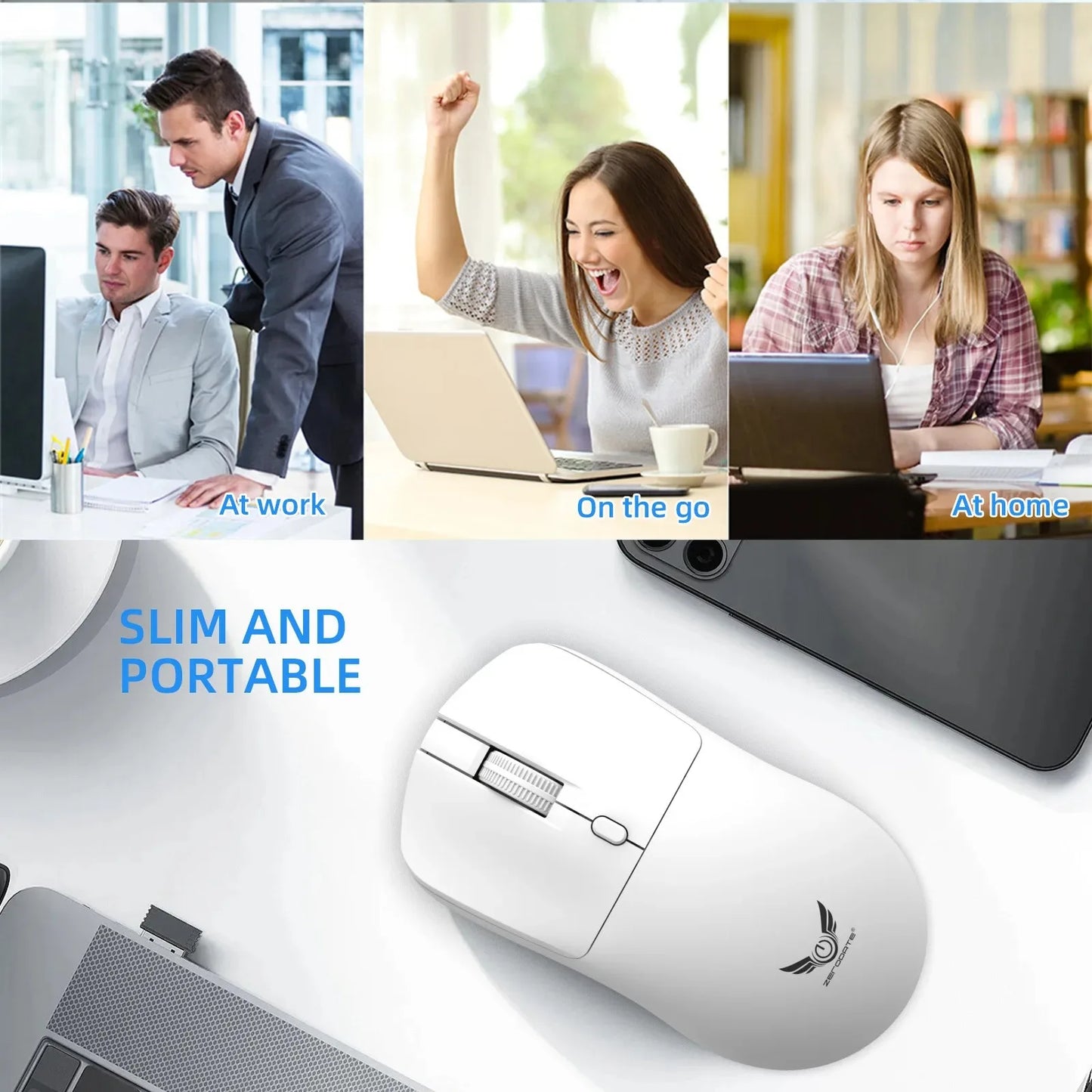 2.4G Wireless Mouse Gaming Mouse 3 Levels 1600 DPI Optical Office Mouse Ergonomic Mouse Mice for PC Computer Laptop Macbook