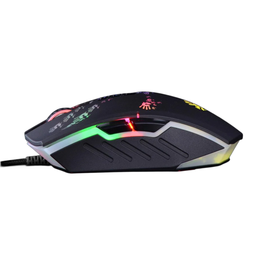 A4Tech Bloody A60 Gaming Mouse - RGB Neon LED, 6200 CPI, 8 Macro Keys, X'Glide Metal Boot, 1000 Hz Adjustable，0.2 ms Response