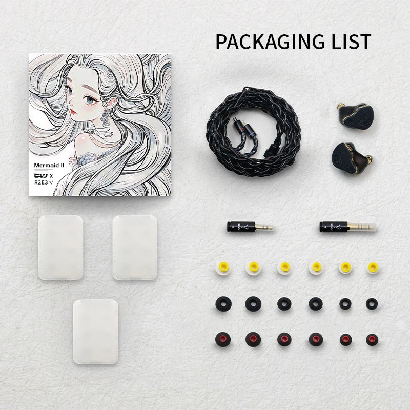 CVJ X R2E3 Mermaid 2 Earphone High Performance Dynamic Driver IEMs Interchangeable Cable in-Ear Headphone 0.78mm 2pin Detachable