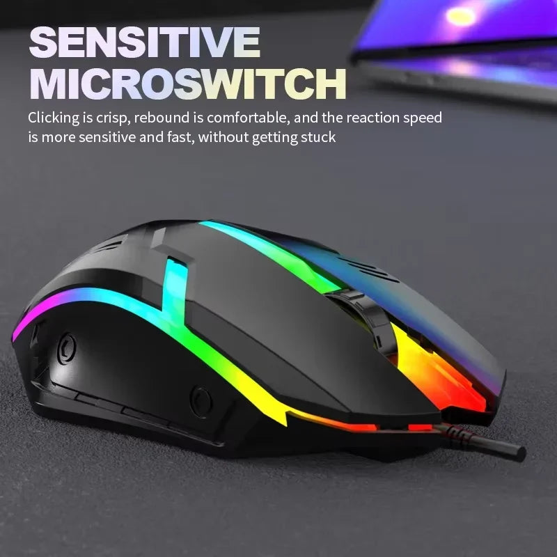 USB Wired Gaming Mouse LED Luminous Backlit Mouse 3D Ergonomic Adjustable Optical Mice for PC Gamer Computer Desktop