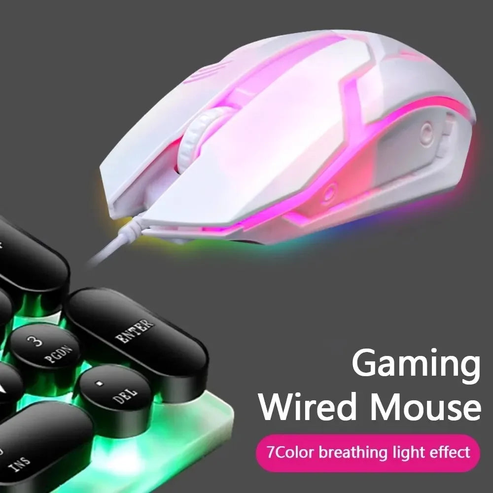 Wired Keyboard And Mouse Set USB Luminous Mechanical Keyboard Mice Set 104key Gaming Keyboard For PC Laptop Computer Game Office