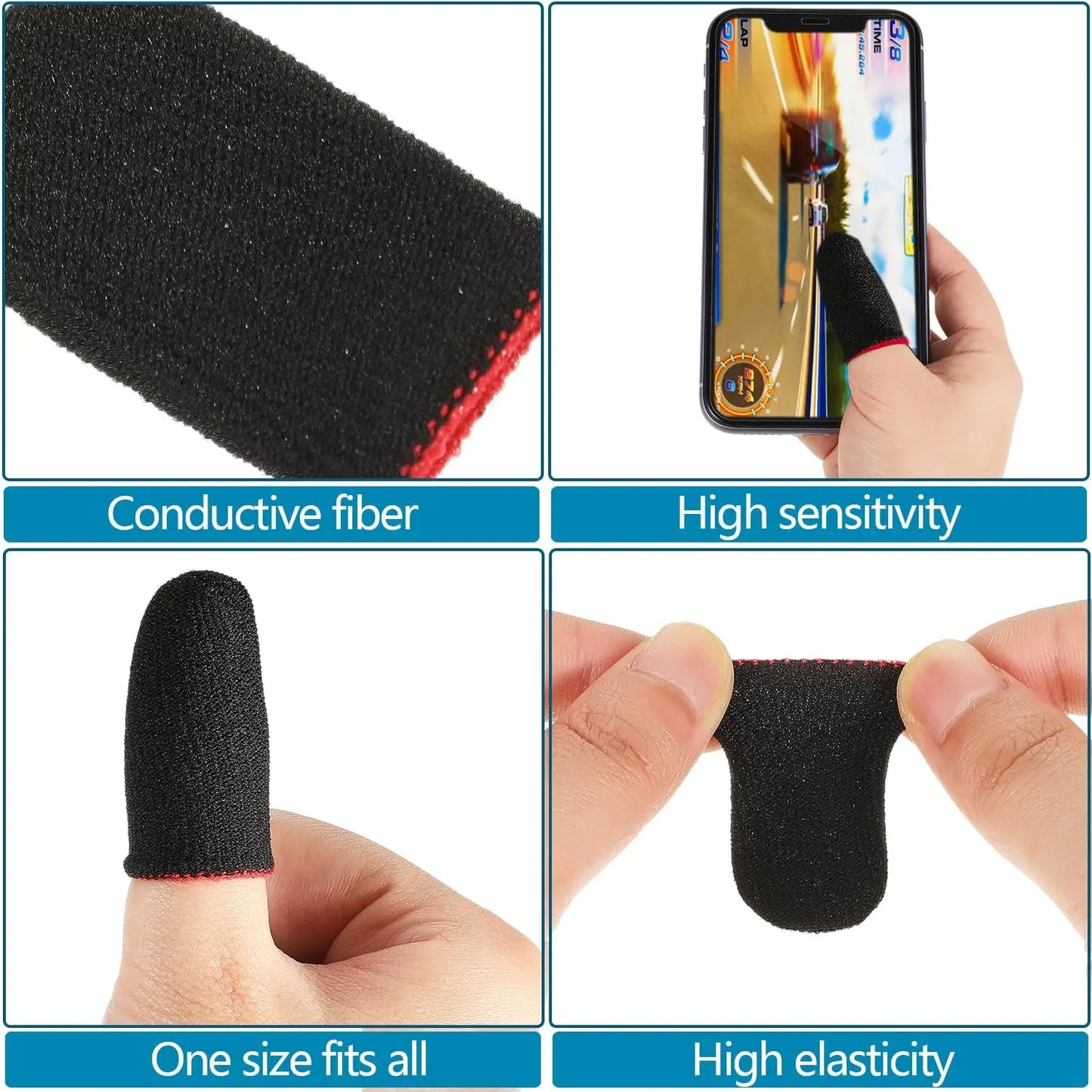Mobile Game Controller Finger Sleeve Sets,Anti-Sweat Breathable Touchscreen Finger Sleeve for PUBG/Mobile Legends/Knives Out*10