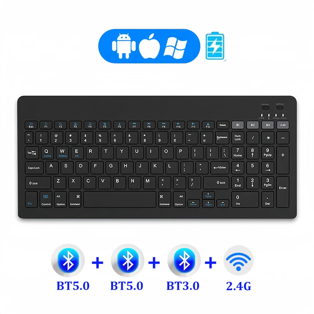 Dual-Mode Bluetooth 5.0 Keyboard 2.4G Wireless Keyboard 3-BT Rechargeable Gaming Keyboard For Laptop Tablet Android iOS Windows