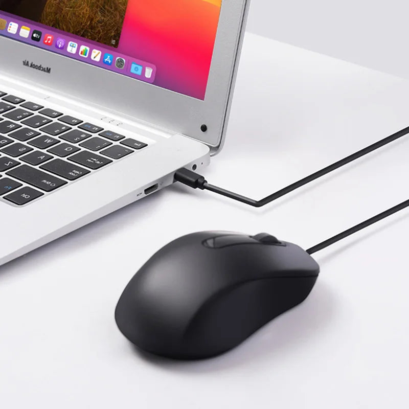 Xiaomi Type-c Wired Mouse Silent Portable Tablet Notebook Office Optical Mouse Ergonomic Design For PC Android IOS