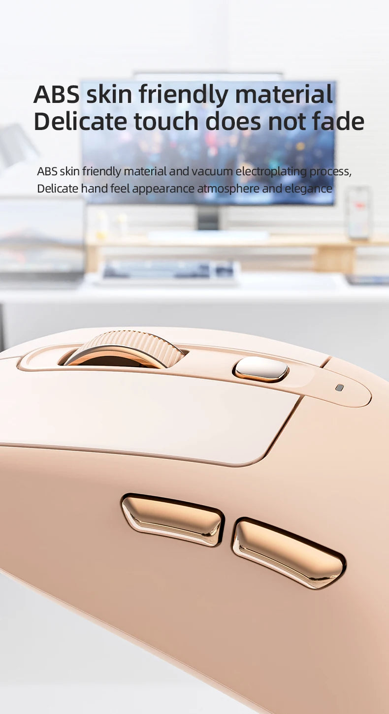 A3 Wireless Mouse Silent ABS Pink Skin Not Fade FREEWOLF Bluetooth Dual Mode Power Linght,5-Speed DPI,PAW3212 Chip Silent Design