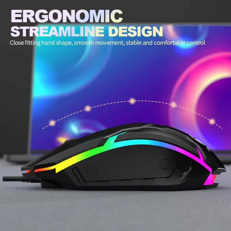 USB Wired Gaming Mouse LED Luminous Backlit Mouse 3D Ergonomic Adjustable Optical Mice for PC Gamer Computer Desktop