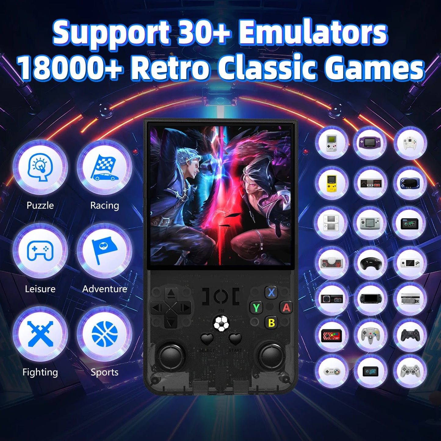 Open Source R36MAX Retro Handheld Game Console 64/128GB 4.0 Inch IPS Screen RK3326 Chip Portable Video Game Player Console Gift