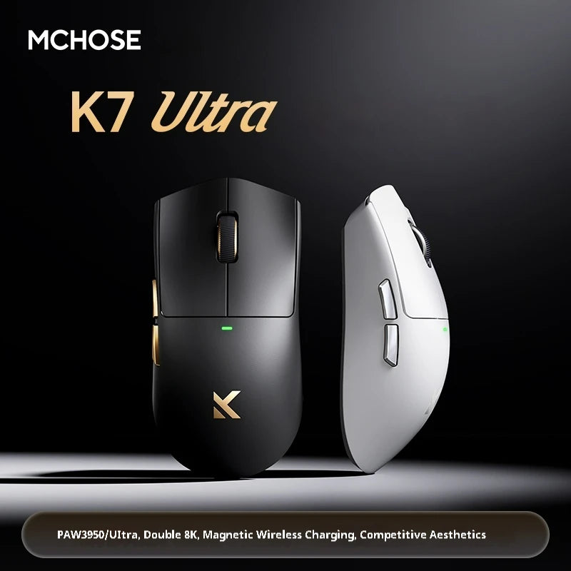 New MCHOSE K7 Ultra Wireless Mouse Tri-Mode 2.4G Dual-8K PAW3950 42000DPI 750IPS 59g Lightweight E-Sports Gamer PC Gaming Mouse