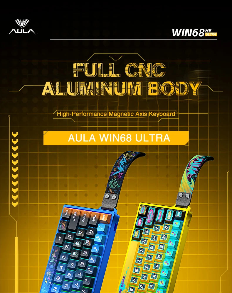 AULA WIN68HE Ultra Gaming Keyboard Full CNC Aluminum Case Rapid Trigger 8K Return Esports High-end Custom Version