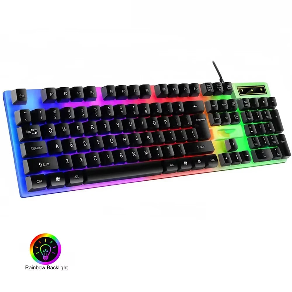 Wired Keyboard And Mouse Set USB Luminous Mechanical Keyboard Mice Set 104key Gaming Keyboard For PC Laptop Computer Game Office