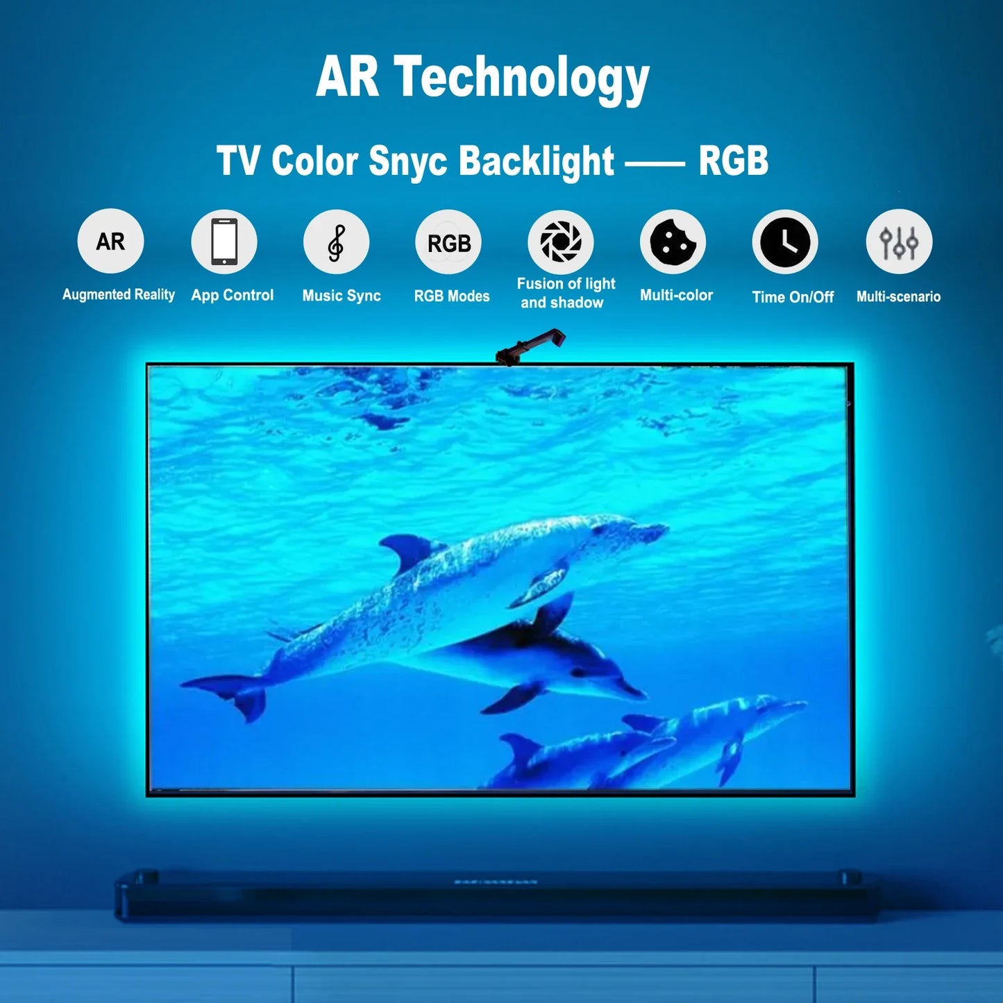 RGBIC LED TV Backlight Strip with Camera USB Powered Screen Syncs for 50-80 Inch TVs Monitors Backlight Room Ambient Lighting