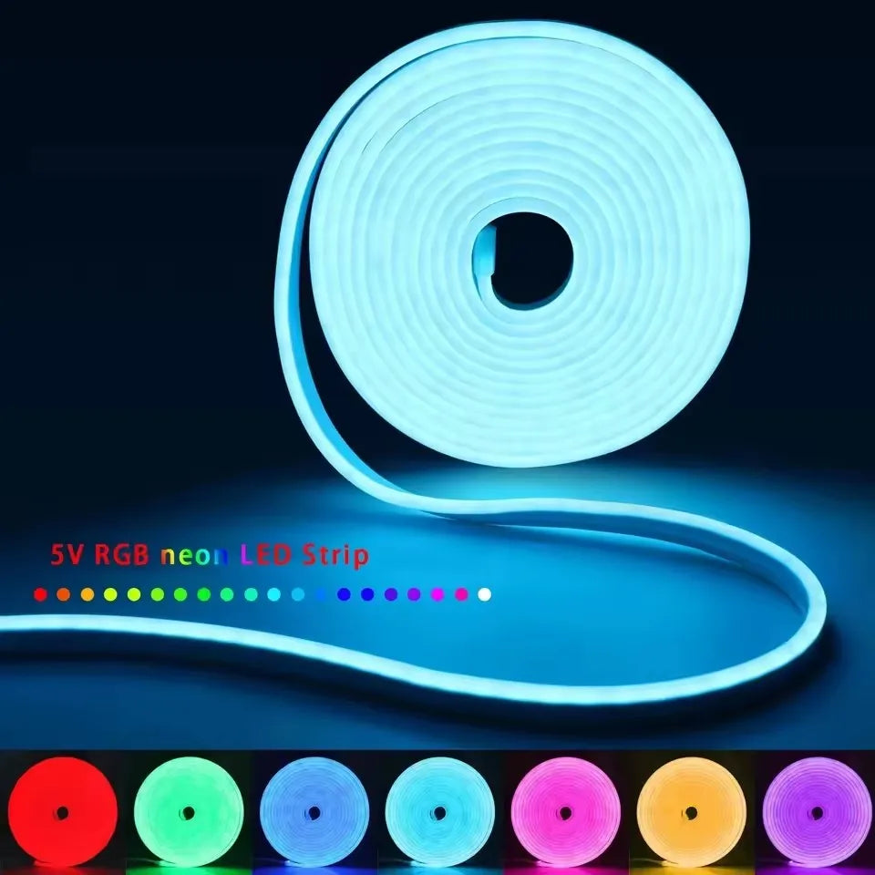 5V Usb Rgb Neon Led Strip 1M 2M 3M 5M Ip65 Rgb Neon Lamp Tape With Tuya Wif Bluetooth App And Remote For Diy Neon Deocoration