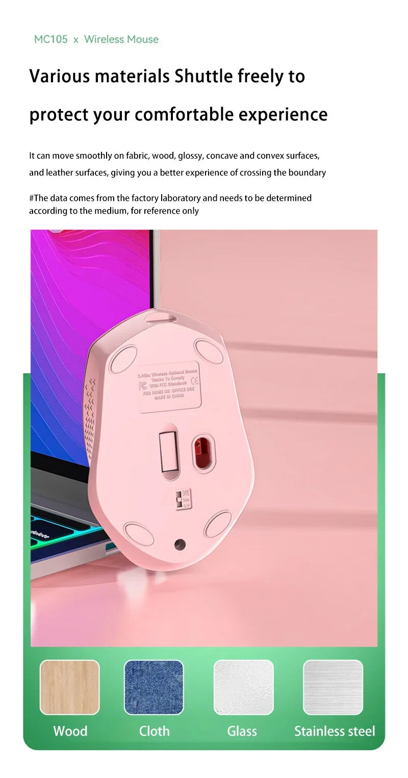 Xiaomi Wireless Mute Mouse Bluetooth 1600 Dpi 2.4Ghz Ergonomics Dual Model Type-C Rechargeable Mini Mouses For Pc Android Ios