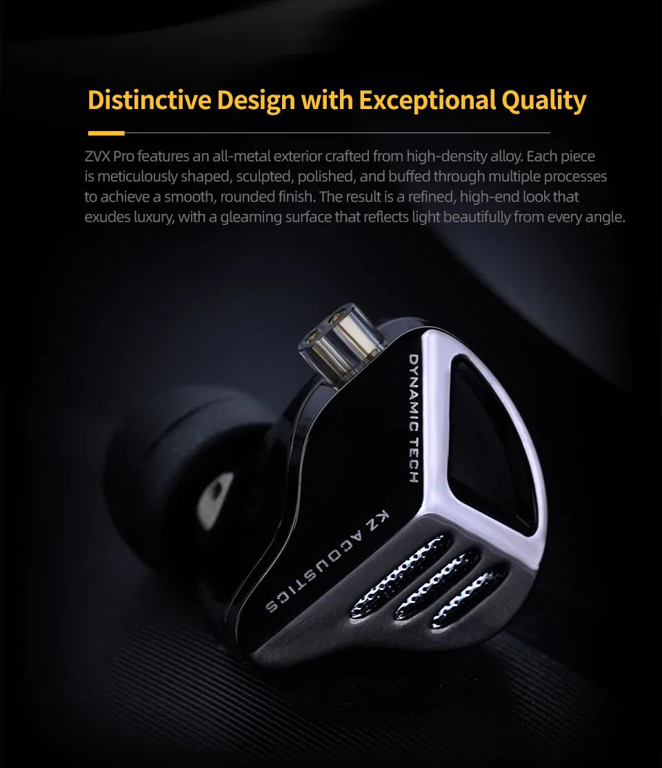 KZ ZVX Pro Earphones Dynamic HIFI Bass Earbuds in Ear Monitor Headphones Sport Noise Cancelling Headset