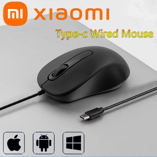 Xiaomi Type-c Wired Mouse Silent Portable Tablet Notebook Office Optical Mouse Ergonomic Design For PC Android IOS