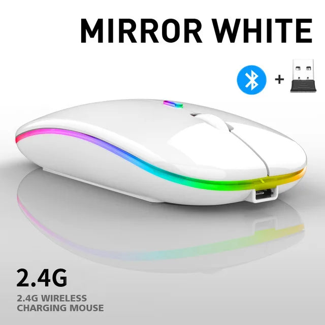 Bluetooth 5.0 Wireless With USB Rechargeable RGB Mouse BT5.2 For Laptop Computer PC Macbook Gaming Mouse 2.4GHz 1600DPI