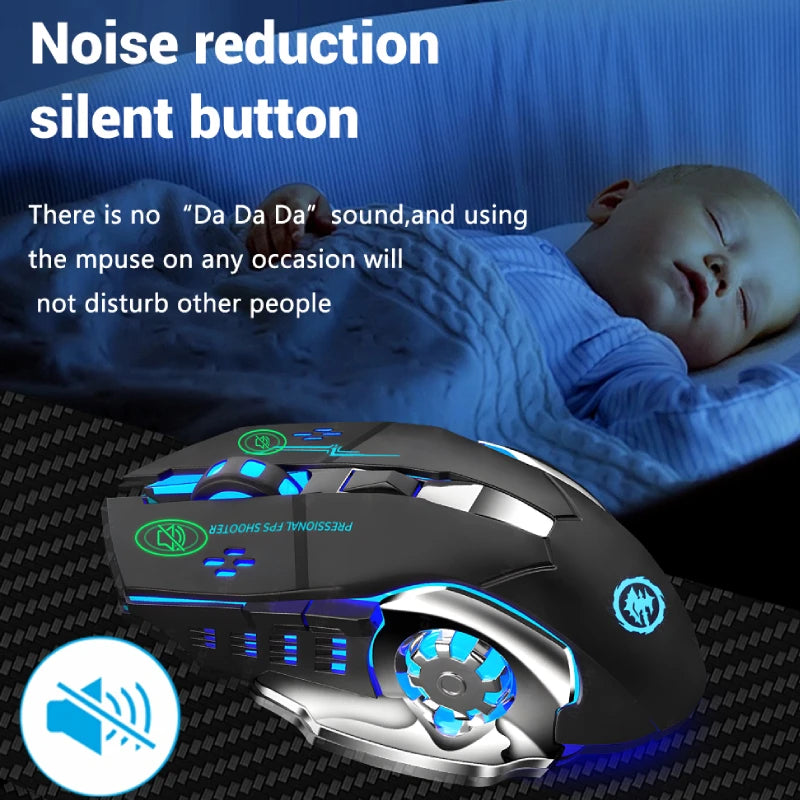 Rechargeable Wireless Mouse Gaming Computer Silent Bluetooth Mouse USB Mechanical E-Sports Backlight PC Gamer Mouse For Computer