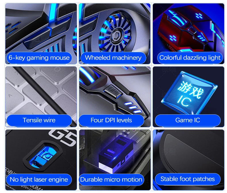 UTHAI G5 Six key 3200PDI wired illuminated gaming mouse, e-sports mechanical mute computer accessories