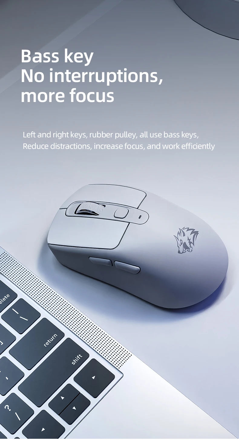 A3 Wireless Mouse Silent ABS Pink Skin Not Fade FREEWOLF Bluetooth Dual Mode Power Linght,5-Speed DPI,PAW3212 Chip Silent Design