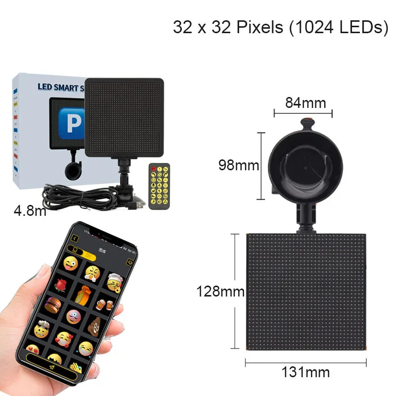 LED Pixel Display 32x32 RGB LED Matrix Panel Programmable Pixel Art Display with Bluetooth APP Control Creative Pixel Screen
