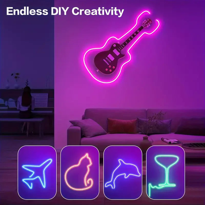 Smart RGB Neon LED Strip 1/2/3/5m Waterproof USB Neon Strip Tuya APP Remote Flexible Ribbon for DIY Neon Deocoration Lighting
