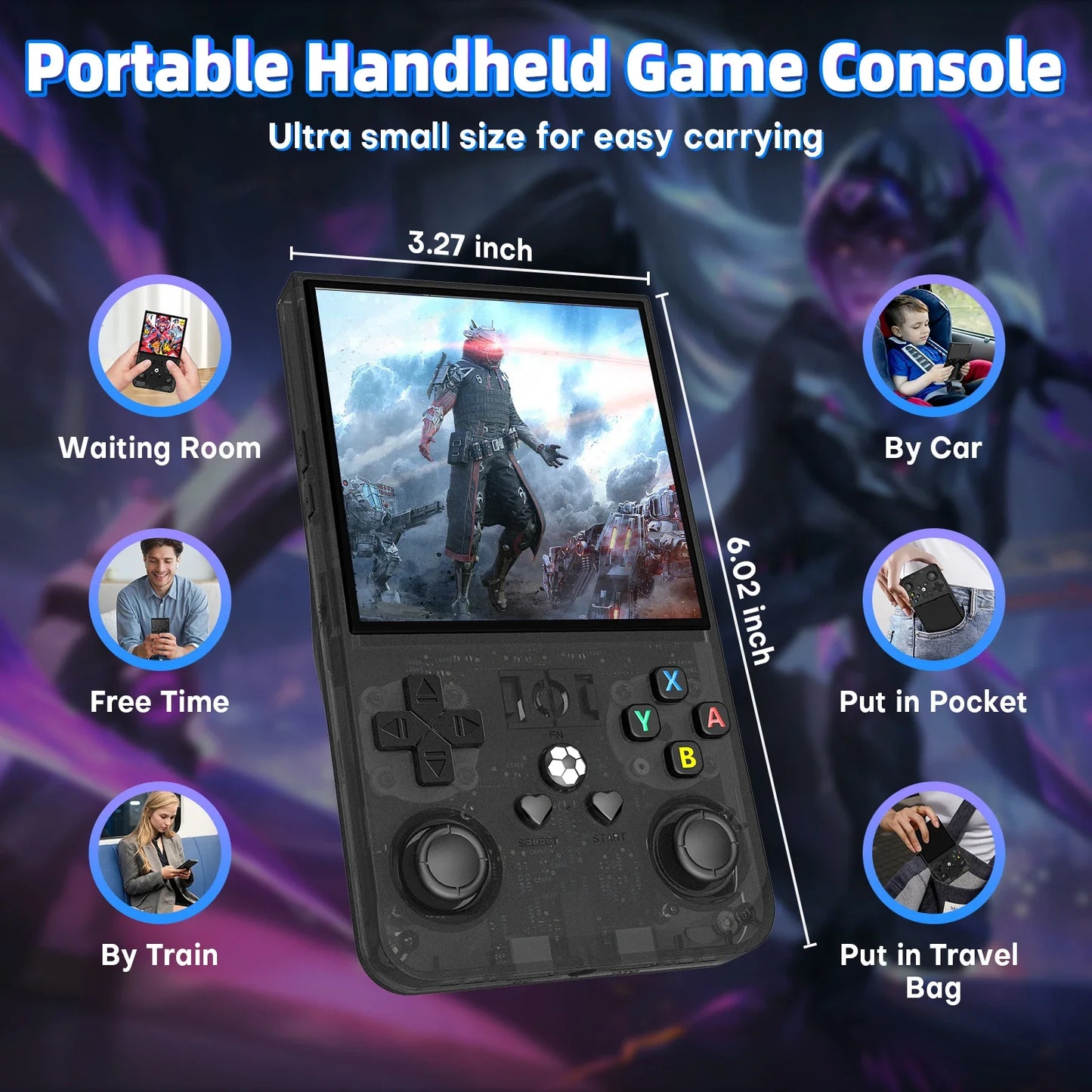 Open Source R36MAX Retro Handheld Game Console 64/128GB 4.0 Inch IPS Screen RK3326 Chip Portable Video Game Player Console Gift