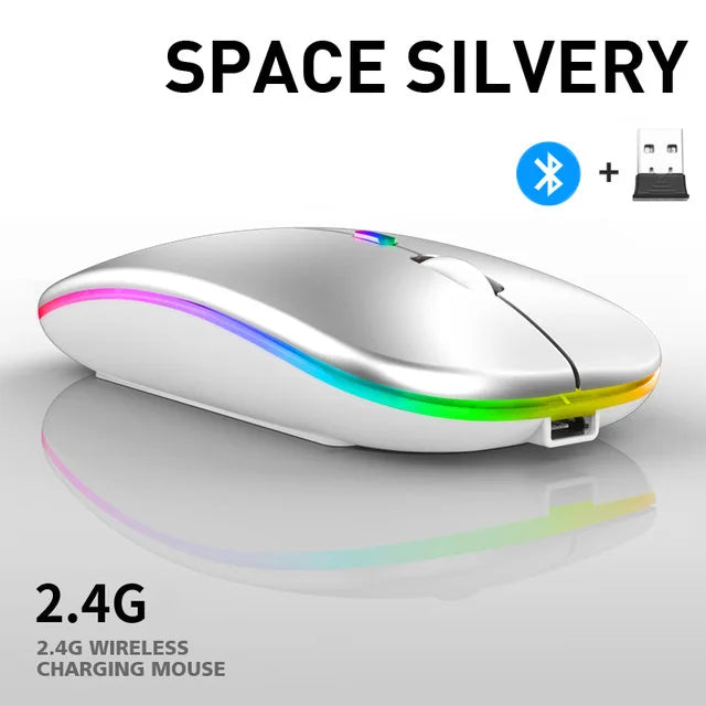 Bluetooth 5.0 Wireless With USB Rechargeable RGB Mouse BT5.2 For Laptop Computer PC Macbook Gaming Mouse 2.4GHz 1600DPI